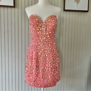 Strapless Pink Embellished Dress